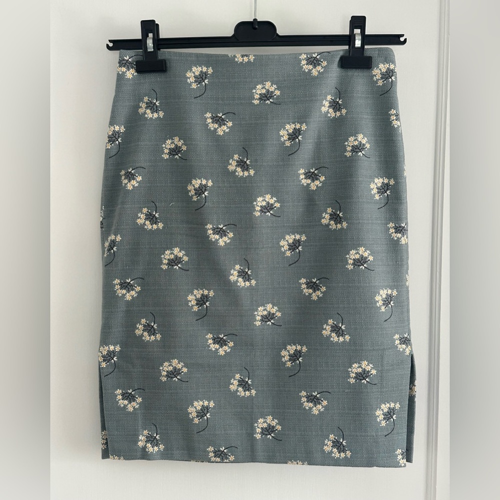 Floral Patterned Light Blue Skirt